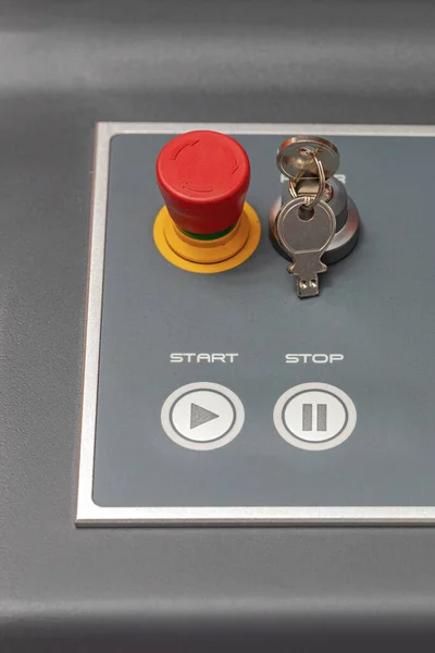 再生開始ボタンと一時停止ボタンマシンキーコントロールパネル — ストック写真