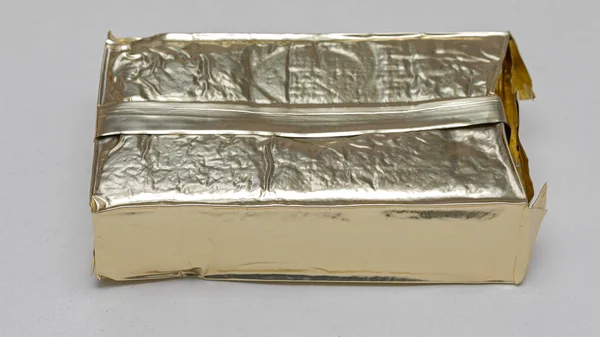 Őrölt Kávé Vákuum Csomagolás Golden Foil — Stock Fotó