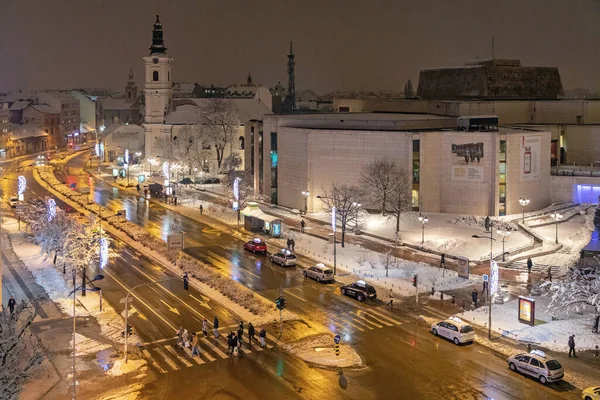 Novi Sad Serbia January 2019 Aerial View Theatre City Center — 스톡 사진