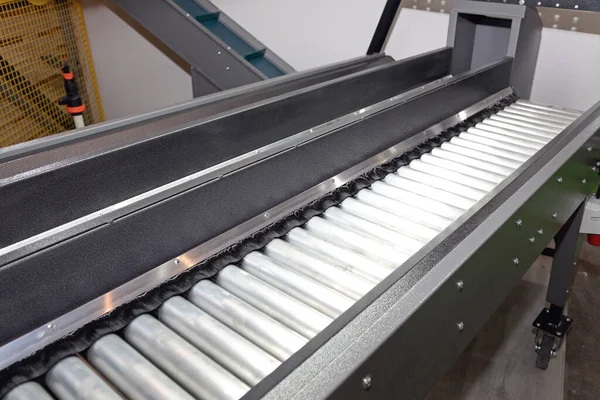 Lange Metalen Transportband Rollers Food Factory Productie Apparatuur — Stockfoto