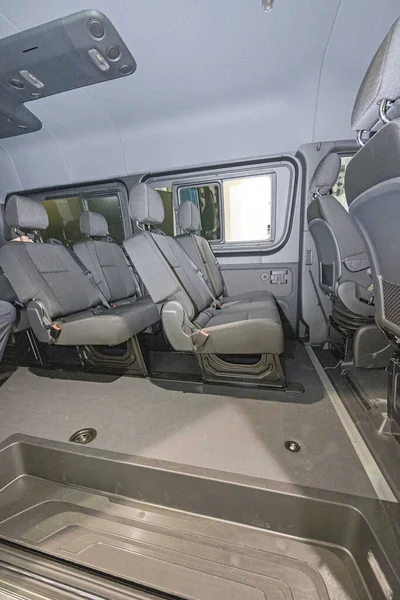 Mini Bus Pasażerowie Wnętrze Kabiny Transportowej Van — Zdjęcie stockowe