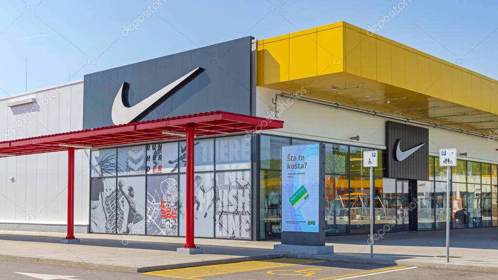 Belgrade, Serbia - May 06, 2023: Nike Sports Outlet Store in Ava Shopping Park at Highway Near Ikea.