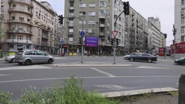 Beograd Serbien Maj 2022 Sædvanlig Biltrafik Old Town Decanska Street – Stock-video