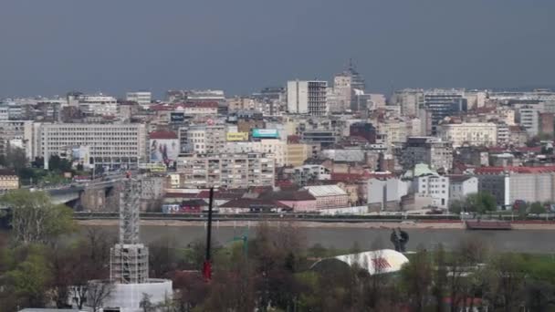 Old Belgrade Downtown Spring Cityscape Panoramic Capital City Serbia — Stock Video