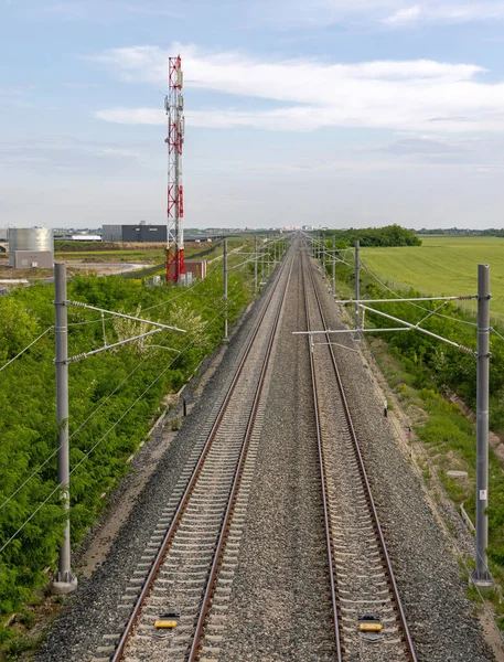 Yüksek Hız Trenleri Mobil Hücre Kulesi Anteni Çin Kili Raylar — Stok fotoğraf