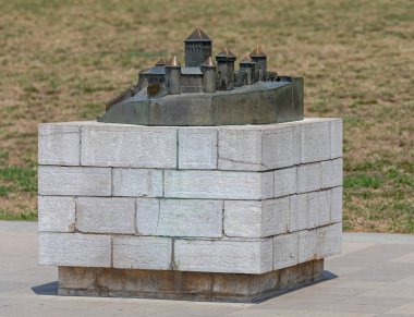 Sırbistan 'ın Belgrad' daki Kalemegdan Kale Parkı 'nın 3d Bronz Modeli Yaz Günü