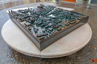 Ljubljana Şehir Başkenti Slovenya 'nın Büyük 3d Bronz Haritası