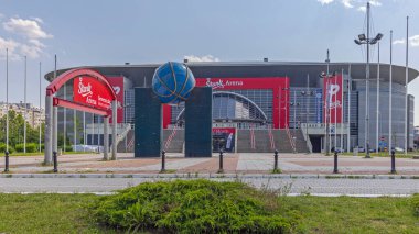 Belgrade, Serbia - June 19, 2023: Stark Arena Modern Sports Facility Basketball Tournaments Conventions and Live Music Events Summer Day in Capital City.