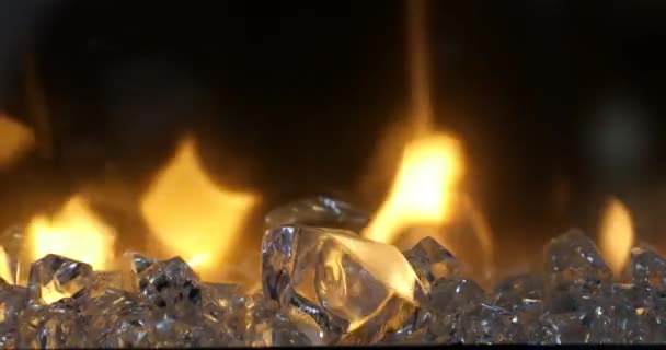 Kryształy Lodu Efektami Ognia Kontrast Dekoracji Domu — Wideo stockowe