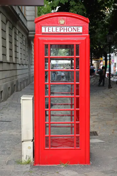 Famous British Icon Red Telephone Booth Cabin Vienna Austria — Stock Photo, Image