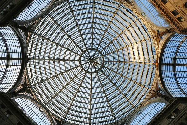 Cúpula Vidro Rodada Skylight Janelas Nápoles Itália — Fotografia de Stock