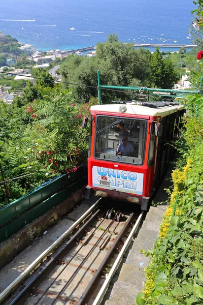 Capri Italia Junio 2014 Funicular Train Public Transport Travel Island — Foto de Stock