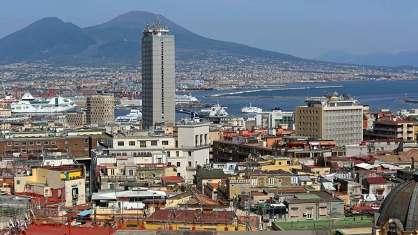 Naples Italy June 2014 Cityscape Naples Mount Vesuvius Background Aerial — Stock Photo, Image