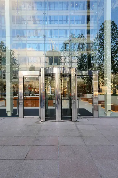 Automated Revolving Door at Big Glass Office Building