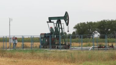 Voyvodina 'daki Field Pumpjack' te Petrol Kuyusu Pompalamak