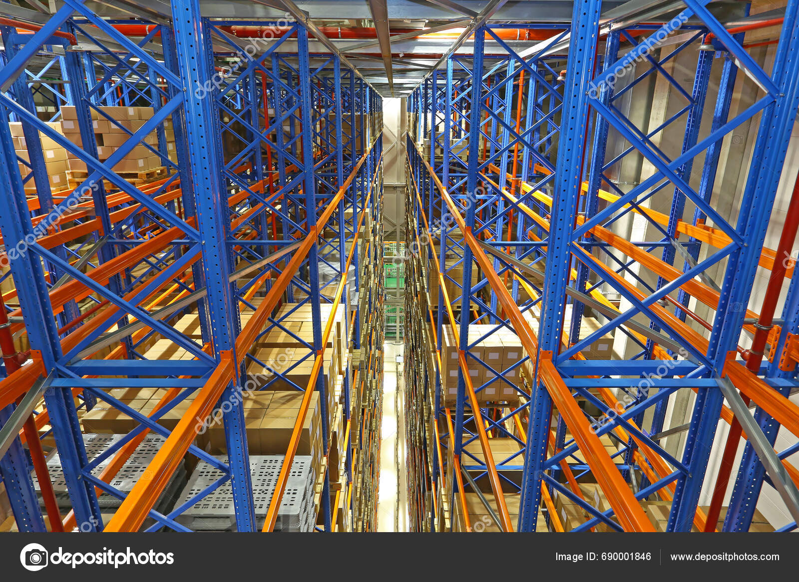 High Rack Shelf Automated Storage Retrieval System Fulfillment Warehouse Stock Photo by