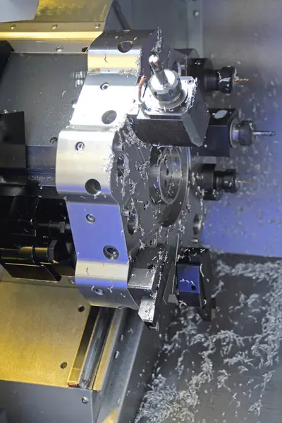 stock image Automated Cnc Metal Lathe Turret Head Machining Tools