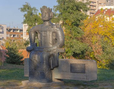 Krusevac, Sırbistan - 12 Ekim 2023: Şehir Prensi Lazar Hasi 'nin Şehir Parkı' ndaki kurucusunun anısına.