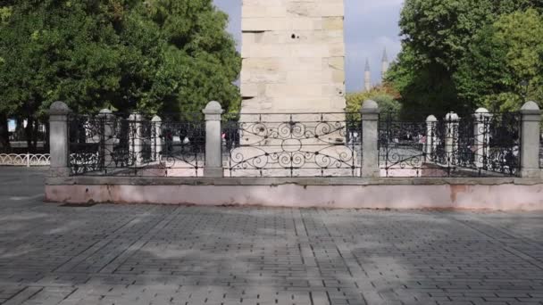 Obelisk Von Konstantinopel Säule Hippodrom Istanbul Türkei Kippt — Stockvideo