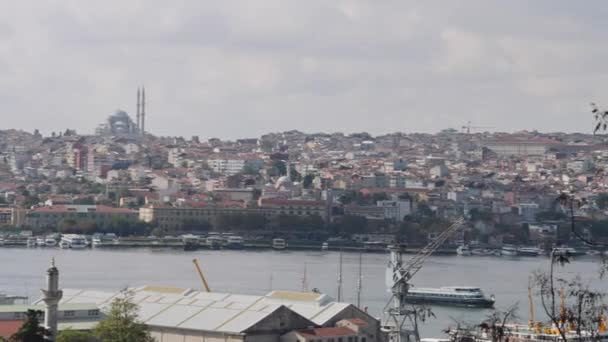 Udsigt Golden Horn Istanbul Panorama Tyrkiet Rejser Royaltyfrie stock-videoer