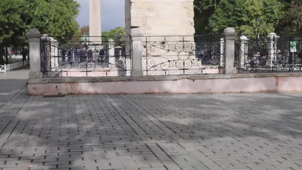 Istanbul Türkei Oktober 2023 Obelisk Von Konstantinopel Säule Hippodrom Historisches — Stockvideo