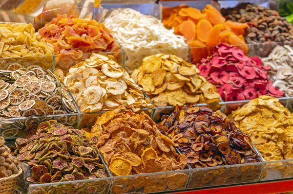 Sušené Ovoce Směs Potravin Egyptském Trhu Istanbulu Turecko — Stock fotografie