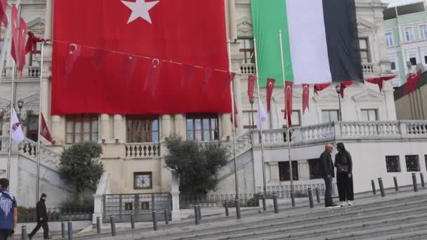 Istanbul Tyrkiet Oktober 2023 Tyrkisk Nationalt Flag Sammen Med Palæstina Stock-optagelser