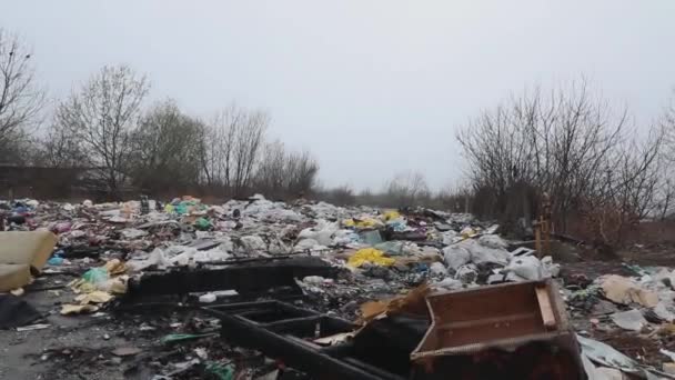 城市生活垃圾倾倒场非法污染环境问题的拒收家具 — 图库视频影像
