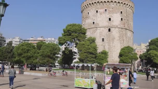 Thessaloniki Grækenland Oktober 2023 Det Hvide Tårn Thessaloniki Historiske Vartegn Royaltyfrie stock-optagelser