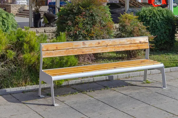 Park 'ta Boş Ahşap Benç Ohri Makedonya Açısı