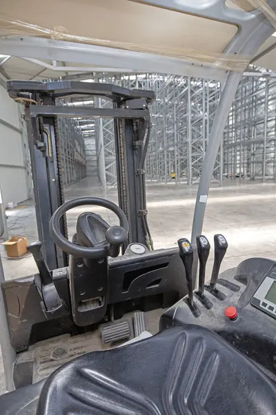 Forklift Cabin View Controls Warehouse — Stock Photo, Image