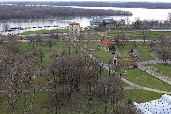 Belgrade Serbia March 2016 Aerial View Sava Danube Rivers Lower Stock Photo