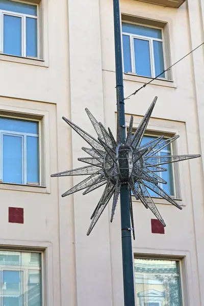 Vezetett Lámpák Csillag Dekoráció Light Pole Városban Jogdíjmentes Stock Képek