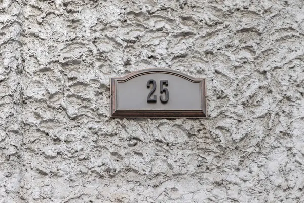 House Number Twenty Five Frame Rough Surface Wall Stock Image