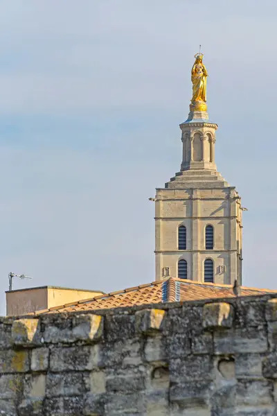 Avignon Ranska Tammikuuta 2016 Kultainen Neitsyt Marian Patsas Kellotornin Huipulla kuvapankkikuva