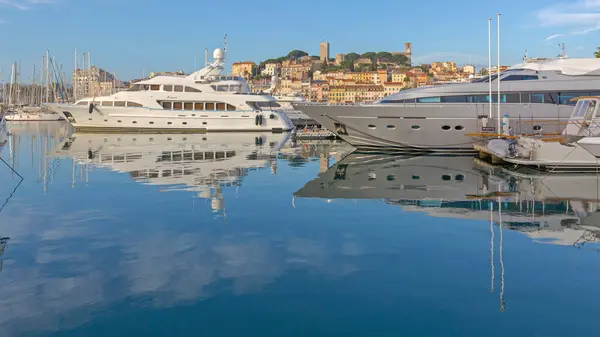 Cannes France February 2016 Luxury Yachts Moored Cannes Marina Sunny Stock Photo