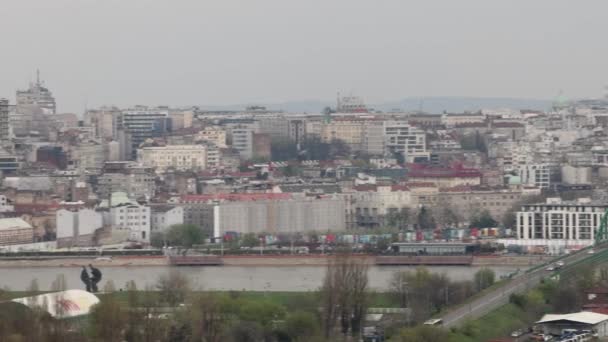 Belgrad Panorama Huvudstad Serbien Vår Europa — Stockvideo
