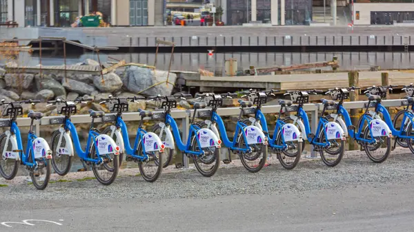 Oslo Noruega Octubre 2016 Alquiler Bicicletas Telia Raskest Oslo Noruega Imágenes de stock libres de derechos