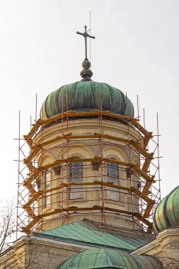 Bulgaristan 'ın Vidin kentindeki Katedral Tapınağı' nın Yenileme Kulesi 'nde iskele