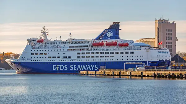 stock image Oslo, Norway - October 29, 2016: Big Cruser Ship Crown Seaways Moored at Dock in Capital City.