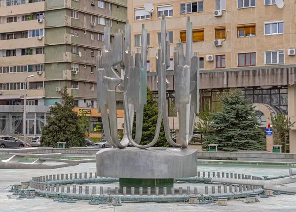 stock image Drobeta Turnu Severin, Romania - March 15, 2024: Close up Shot of The Kinetic Fountain Without Water at Boulevard Carol.