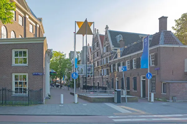 Stock image Amsterdam, Netherlands - May 14, 2018: The Jewish Cultural Quarter David Star Symbol Joods History Museum Foundation Building at Nieuwe Amstelstraat.