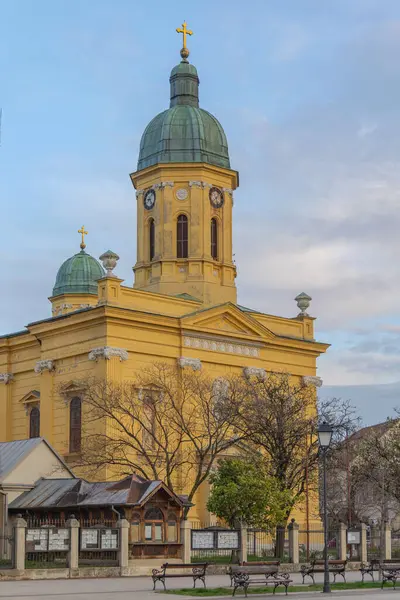 stock image Negotin, Serbia - March 14, 2024: Serbian Orthodox Holy Trinity Church at Stevana Mokranjca Square Spring Afternoon.