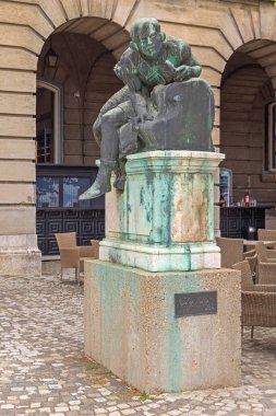 Budapest, Hungary - July 31, 2022: Bronze Statue of Csongor by Sculptor Ligeti Miklos in Front of Musum in Capital City. clipart