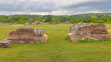 Gamzigrad, Sırbistan - 11 Haziran 2022: Felix Romuliana Sarayı Ulusal Müzesi Zajecar UNESCO Dünya Mirası Alanı Roma kalıntıları.