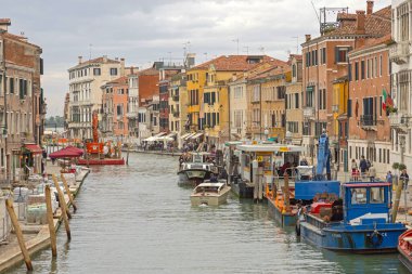 Venice, Italy - October 09, 2024: Taxi  Boat and Actv Ship at Guglie Station Public Transport in City Autumn Day Travel. clipart