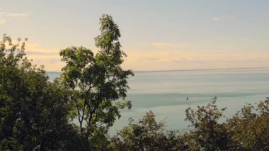 Adriyatik Denizi manzarası Trieste Körfezi İtalya Sonbahar Günü Panoraması