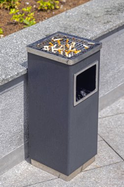 Güneşli bir günde Şehir Parkı 'nda Büyük Ücretsiz Sigara Küllüğü