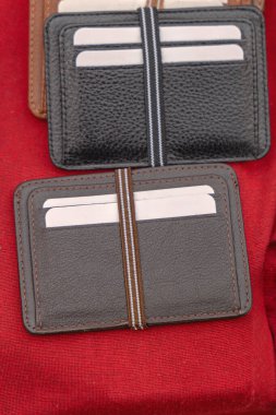 Minimal Slim Leather Wallet With Elastic Band for Credit Cards clipart