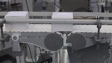 Taşıma bandı Taşımacılık Sistemi Üretim Hattı 'nda Beyaz Kutular Paketleri
